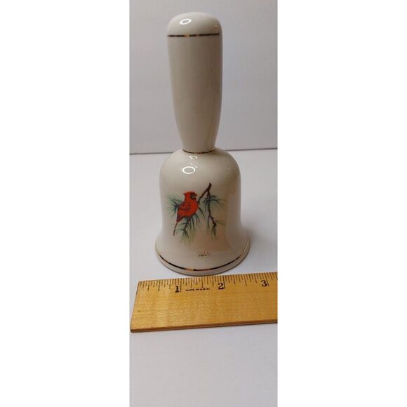PORCELAIN BELL "CARDINAL IN THE PINES" Vintage 1985 JASCO Christmas #32B5 - Picture 2 of 8